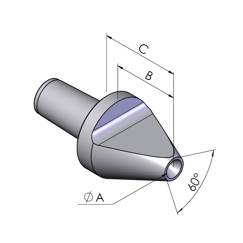 IZ REGO-FIX with internal insert center technical drawing