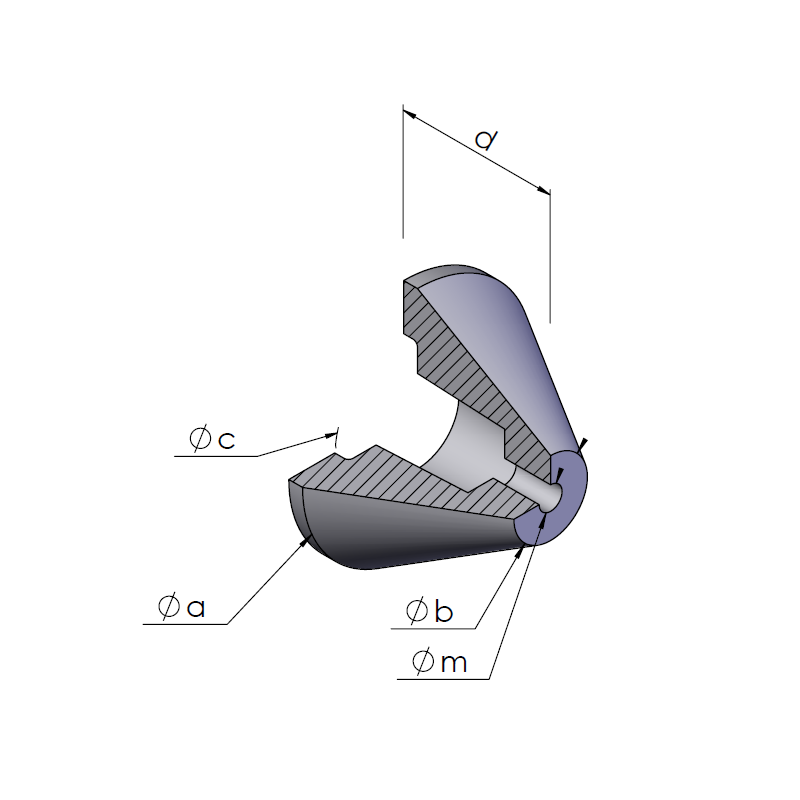 Type K Bull nose center for live center technical drawing