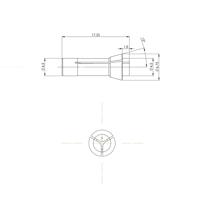 Collet F4,5 technical drawing