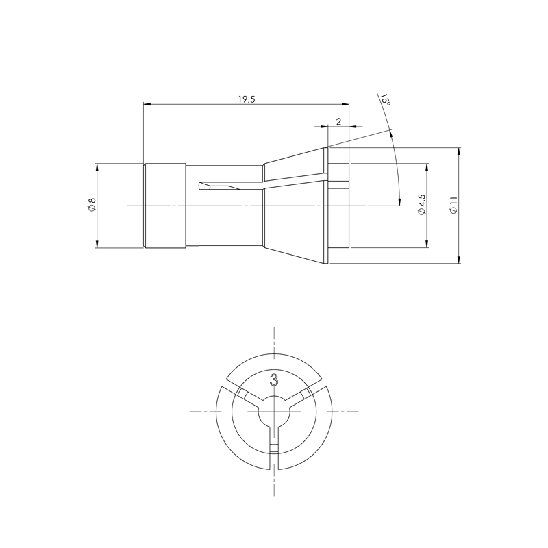 Collet F8 technical drawing