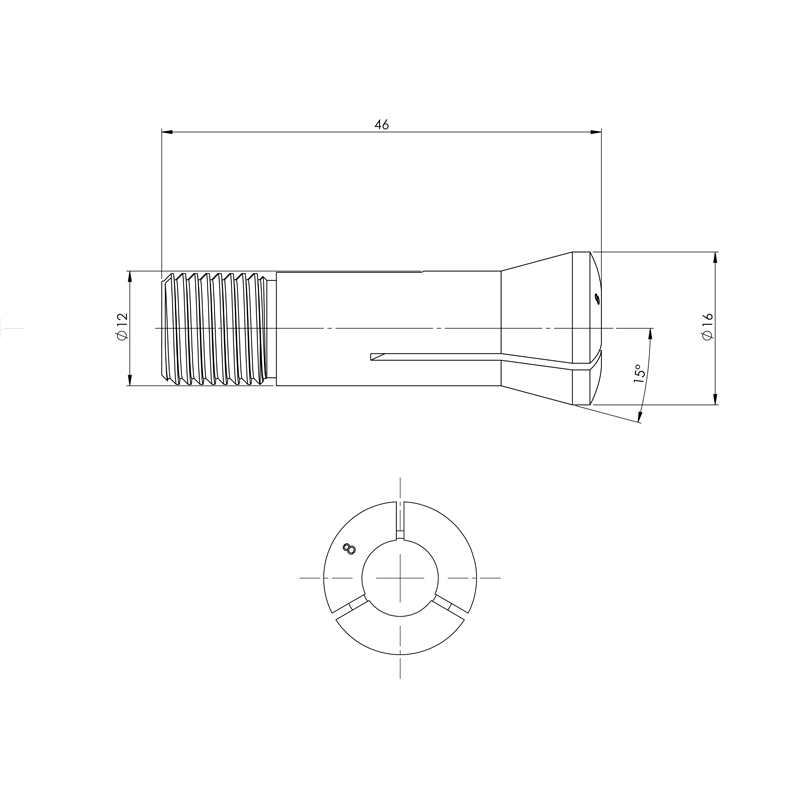 Collet W12 technical drawing