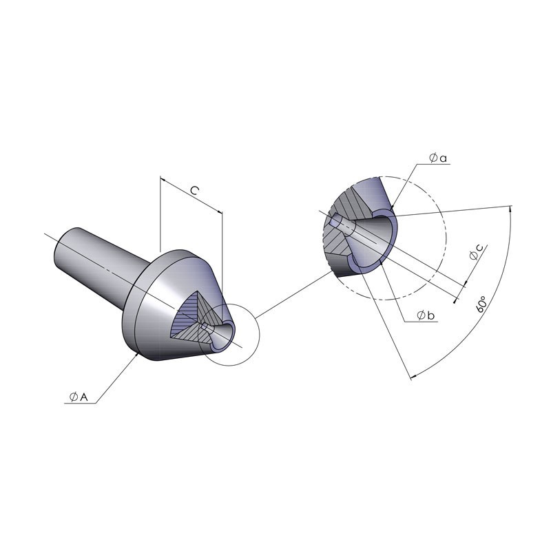 Dessin technique embout Cône morse type C