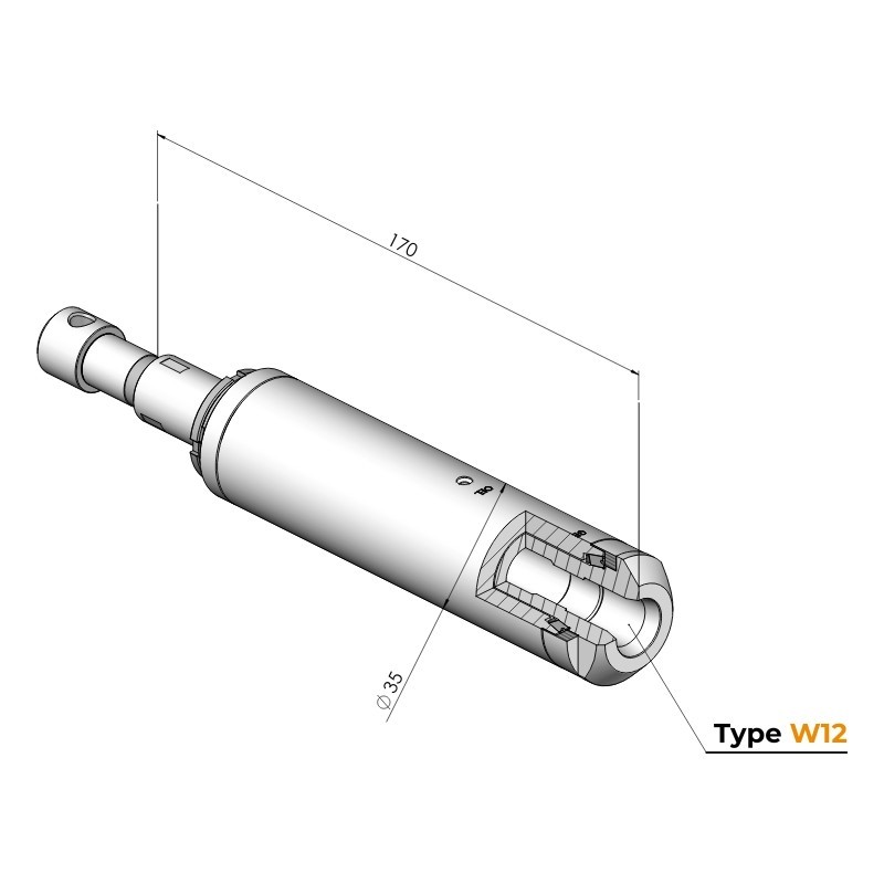 Technische Zeichnung Spindel Ø35 Typ W12