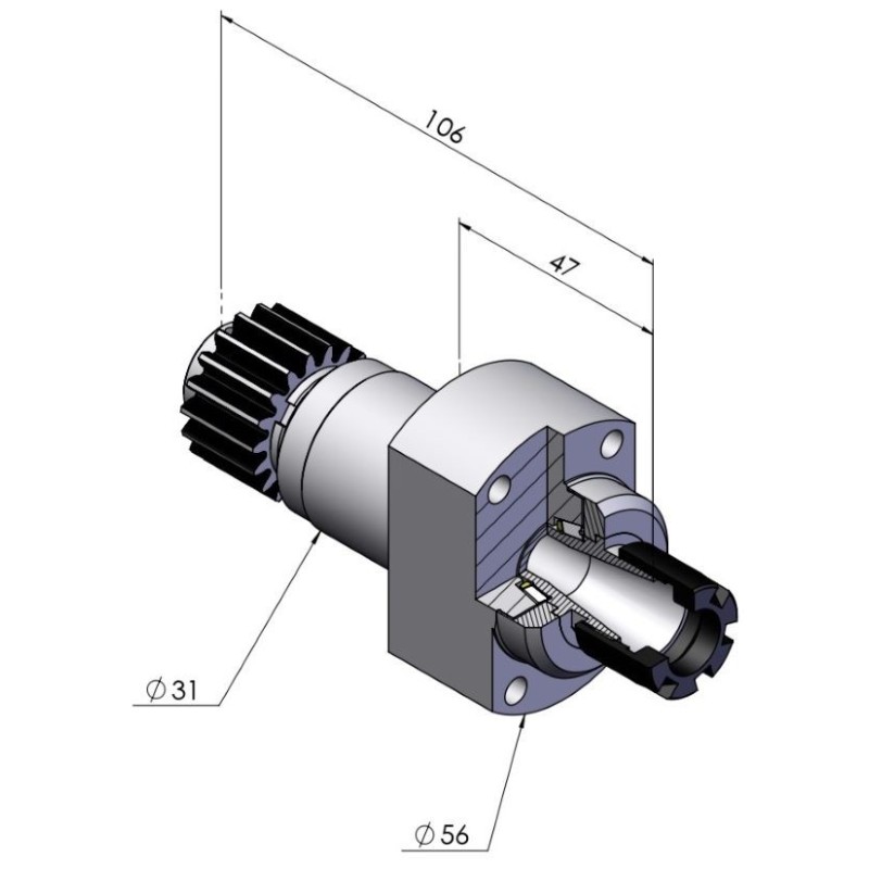 Live/driven tool holder for CITIZEN 1100 technical drawing